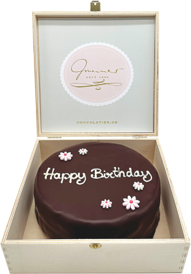 Sachertorte in Holzbox - Happy Birthday - 15cm