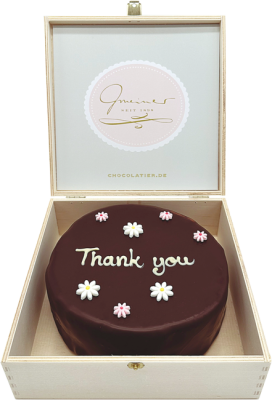 Sachertorte in Holzbox – Thank You - 15cm