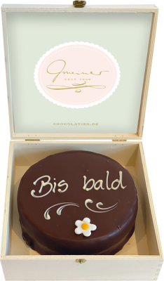 Sachertorte in Holzbox – Bis bald - 15cm