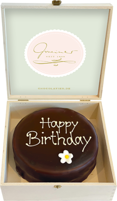 Sachertorte in Holzbox - Happy Birthday - 15cm