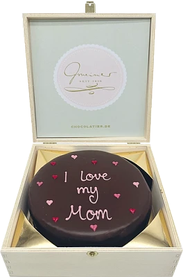 Sachertorte in Holzbox - I Love My Mom -  15cm