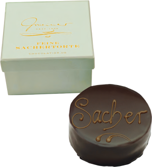 Gmeiners Sachertörtchen in der Präsentbox, Dekor: Sacher