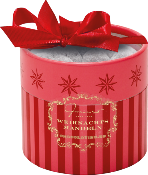 Weihnachtsmandeln in Präsentbox mit Schmuckband