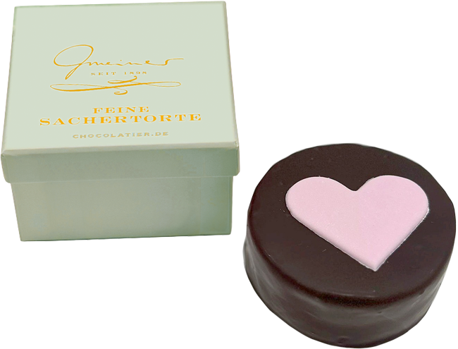 Produktbild Gmeiners Sachertörtchen in der Präsentbox, Dekor: Herz